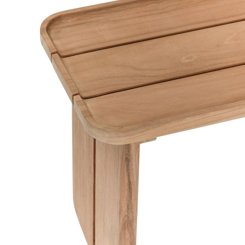 Eira Outdoor Coffee Table, Plank Top, Natural Brown Teak Wood 32 Inch - Benzara