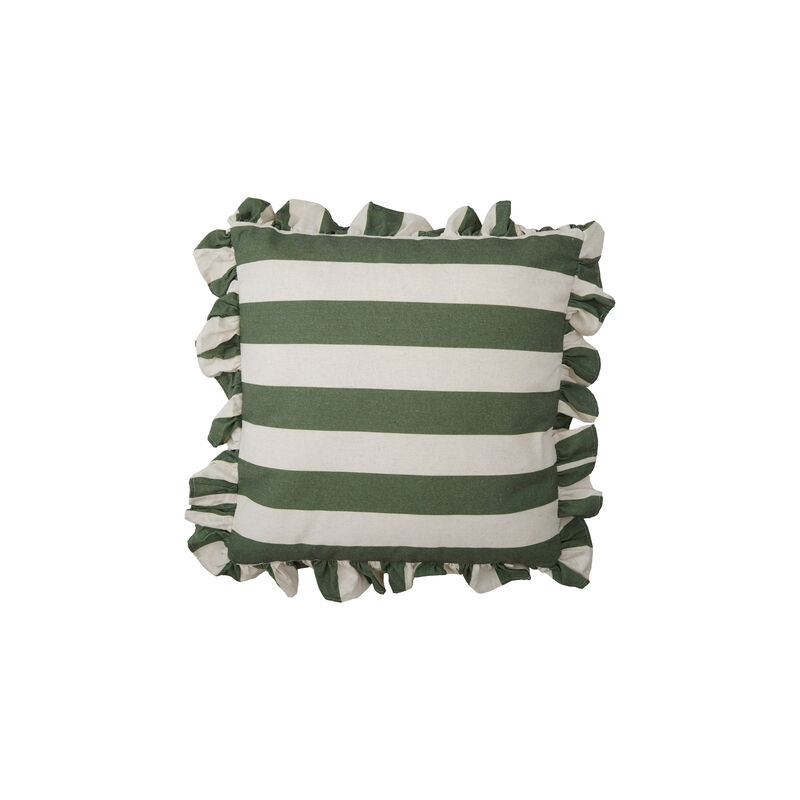 Artisan Striped Ruffle Pillow in Green and White image number 0