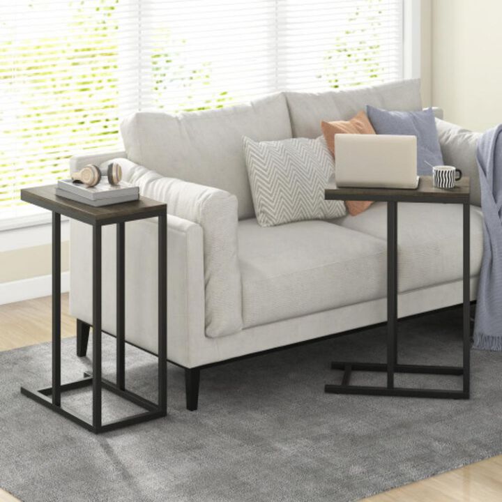 Modern C-Shaped Table with Robust Metal Frame for Living Room Use