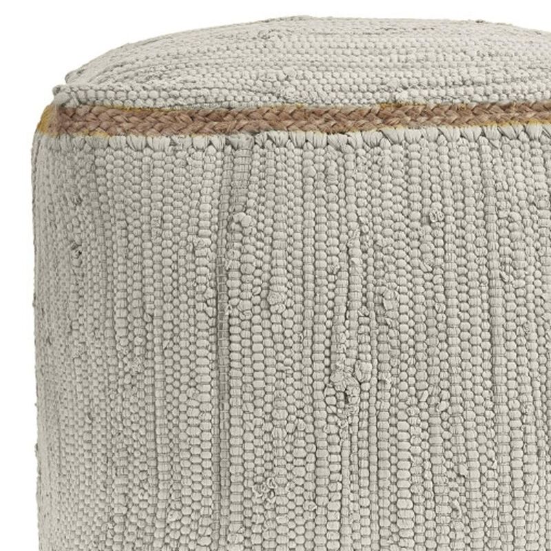 Hivvago 18 Inch Gray and Natural Cotton And Jute Cube Pouf Ottoman