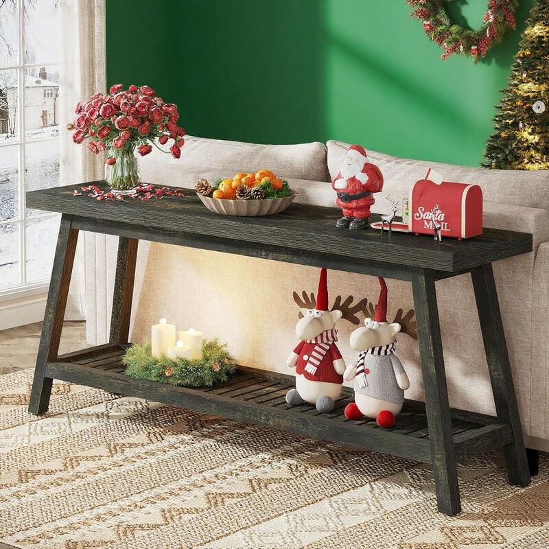 Narrow Console Table with Storage Shelf for Living Room or Hallway