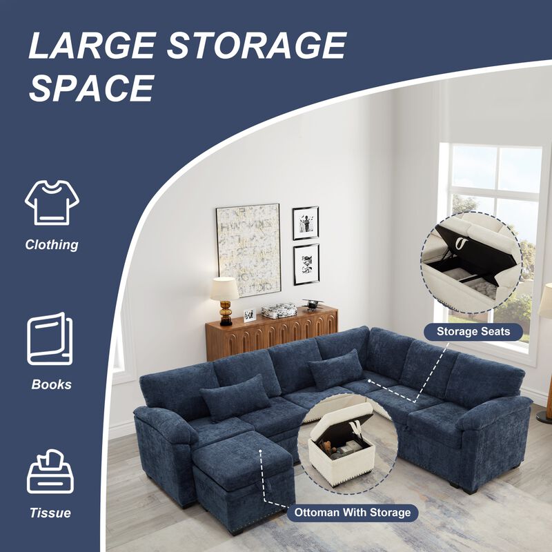 Jibvar L-Shaped Sectional Sofa Bed image number 5