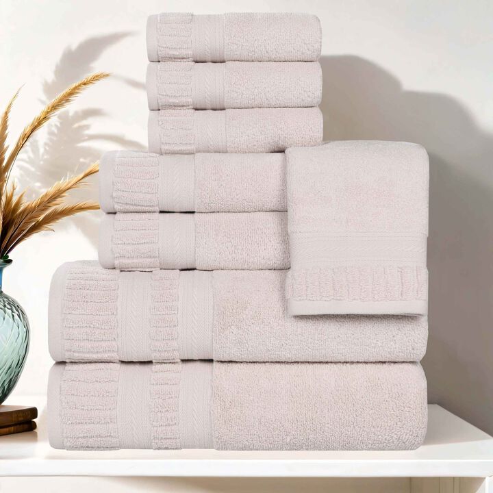 8 Piece Zero Twist Cotton Bath Towel Set Plush Quick Dry Towels