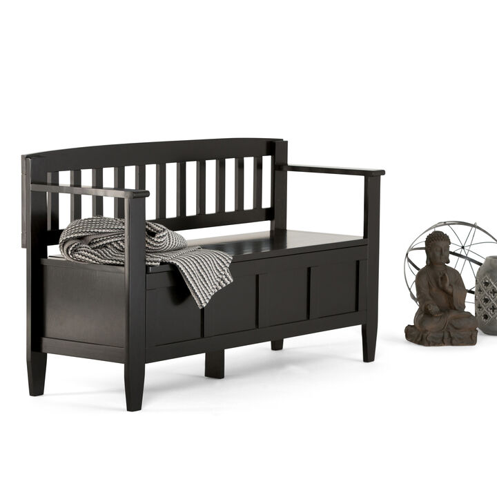 Brooklyn SOLID WOOD 48 inch Wide Contemporary Entryway Storage Bench in Black