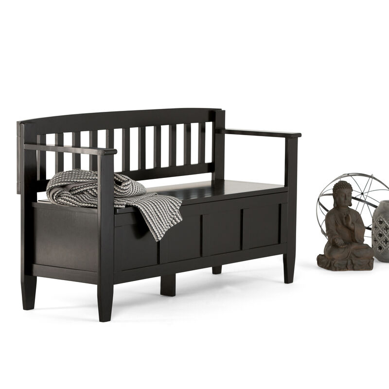 Brooklyn SOLID WOOD 48 inch Wide Contemporary Entryway Storage Bench in Black