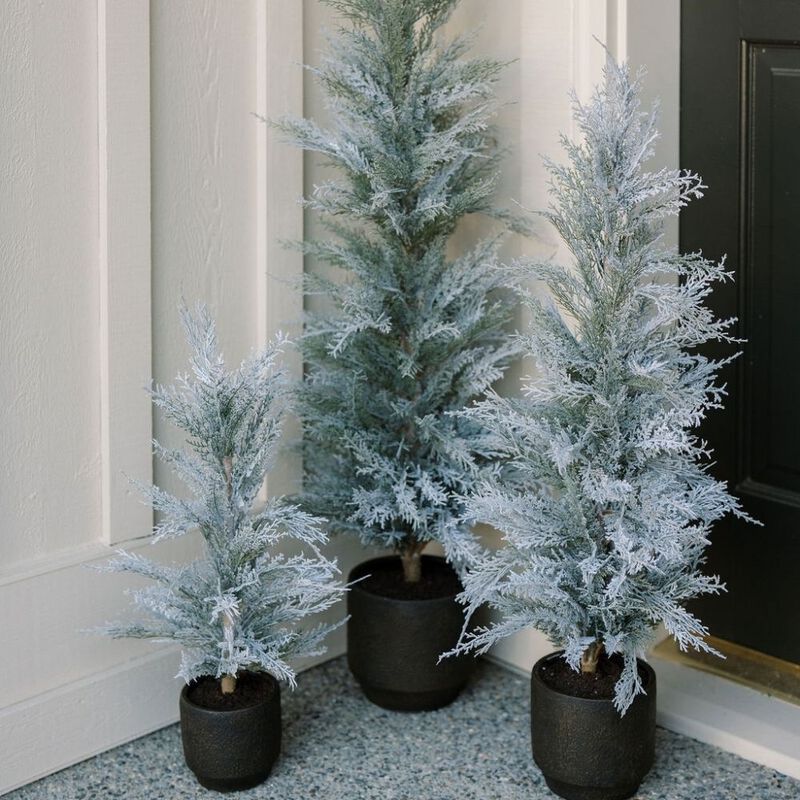 3' Flocked Cedar Tree image number 2
