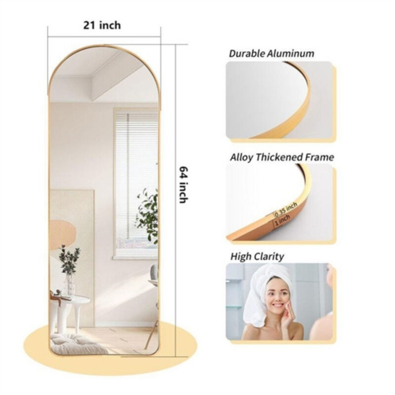 Large Full Length Rounded Leaning Wall or Hanging Mirror.