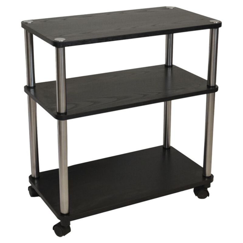 Hivvago 3-Shelf Mobile Home Office Caddy Printer Stand Cart in Black