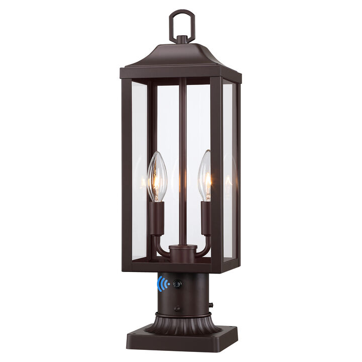 20 in. Dusk-to-Dawn Farmhouse Modern 2-Light  Outdoor Post Light