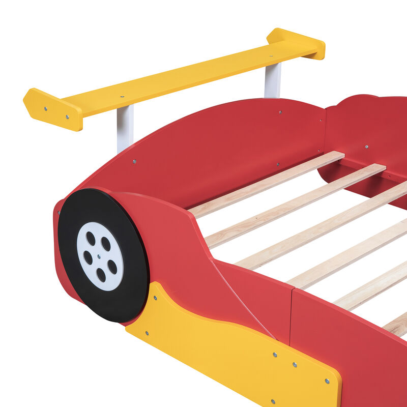 Merax Race Car-Shaped Platform Bed with Side Rails