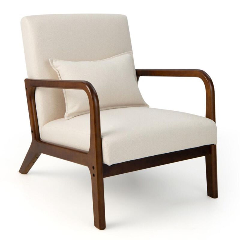 Hivvago Modern Accent Chair with Rubber Wood Frame and Lumbar Pillow