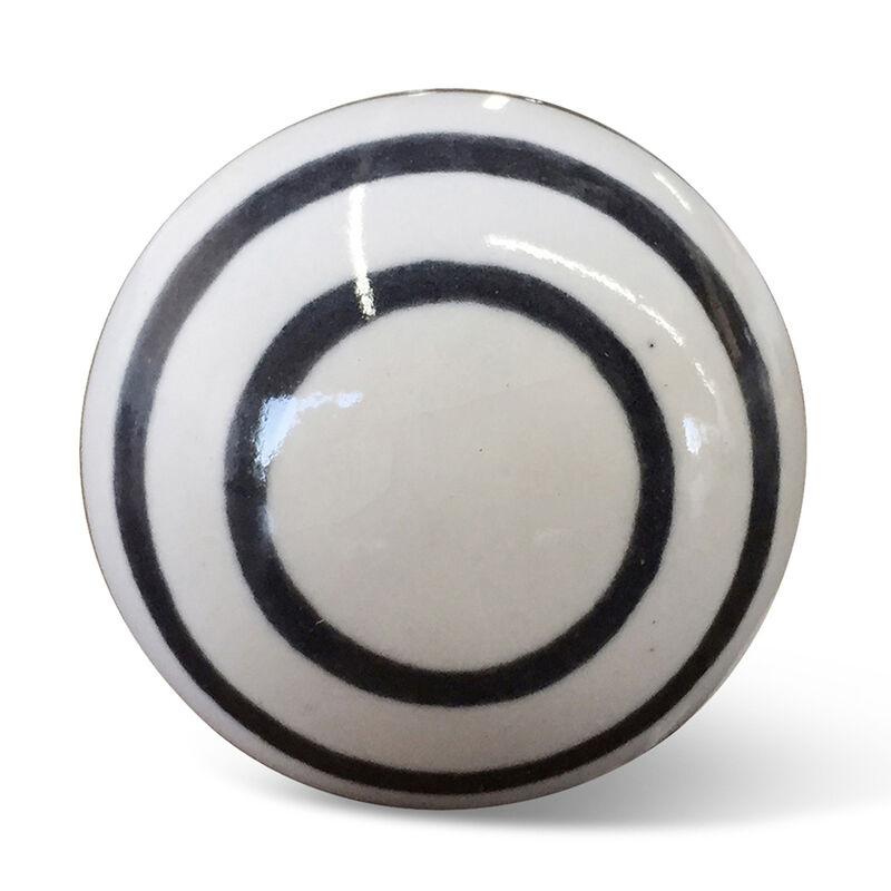 HomeRoots Set of Eight Black And White Ceramic And Metal Drawer Pull Knobs image number 3