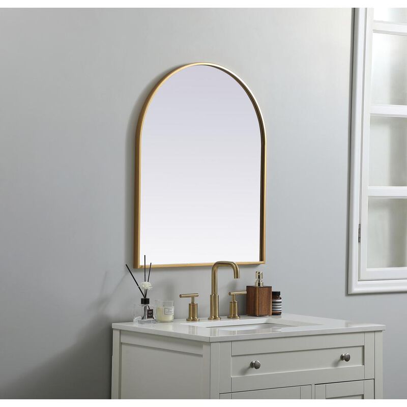 Elegant Decor Metal Frame Arch Mirror 24x30 Inch in Brass