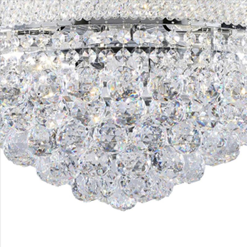 Crystal Ceiling Lamp with Chandelier Design Body, Clear - Benzara image number 8
