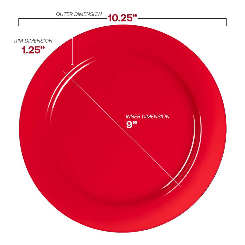 10.25" Solid Red Round Disposable Plastic Dinner Plates (120 Plates) image number 2