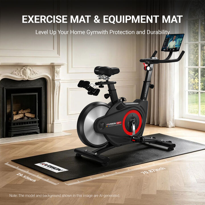 HARISON Elliptical Mat for Carpet & Hardwood Floors, 4.3mm Thickness, Compatible for Treadmills, Elliptical, Exercise Bikes, Stationary Cycles and Accessories (HR-001)