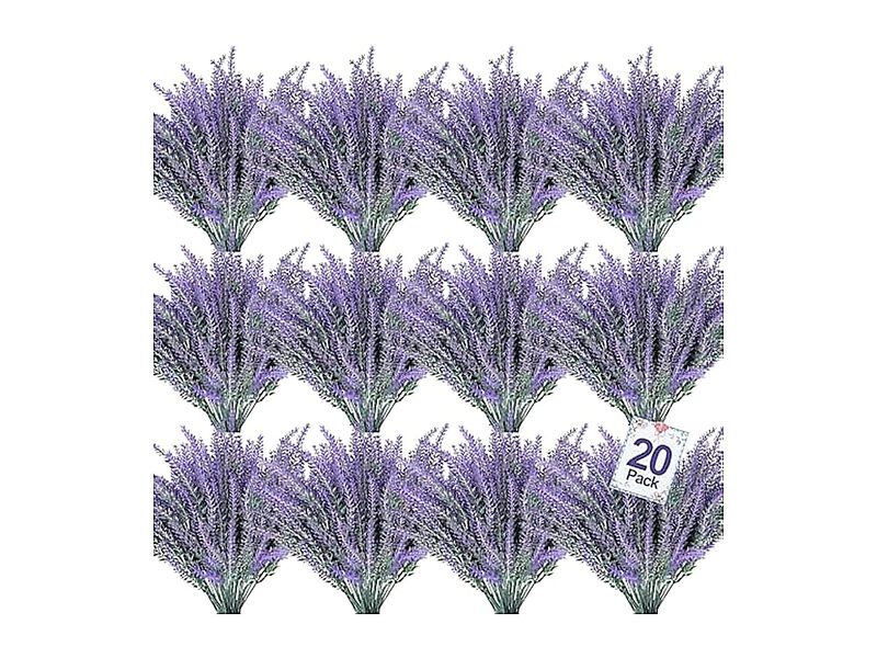 20 Bundles Artificial Lavender Flowers Outdoors Summer Decor UV Resistant No Box image number 0
