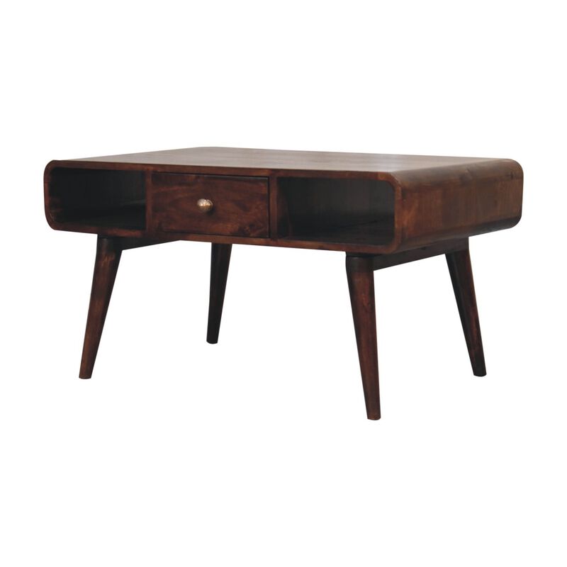 Artisan Furniture Solid Wood Curved California Walnut Coffee Table