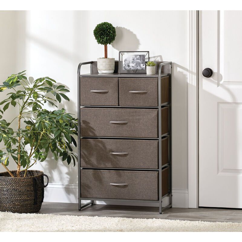 mDesign Tall Dresser Storage, 5 Fabric Drawers, Charcoal/Graphite Gray image number 2