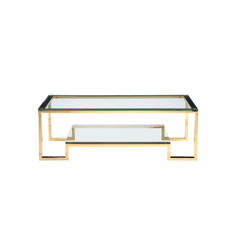 90210 Furniture Laurence Coffee Table Long High Polish Gold