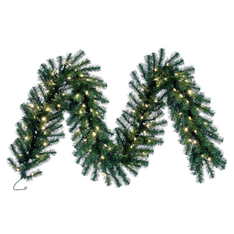 Vickerman 9' Douglas Fir Artificial Christmas Garland - Warm White LED Lights - Faux Fir Christmas Garland - Indoor Outdoor Garland- Reliable and Durable image number 0