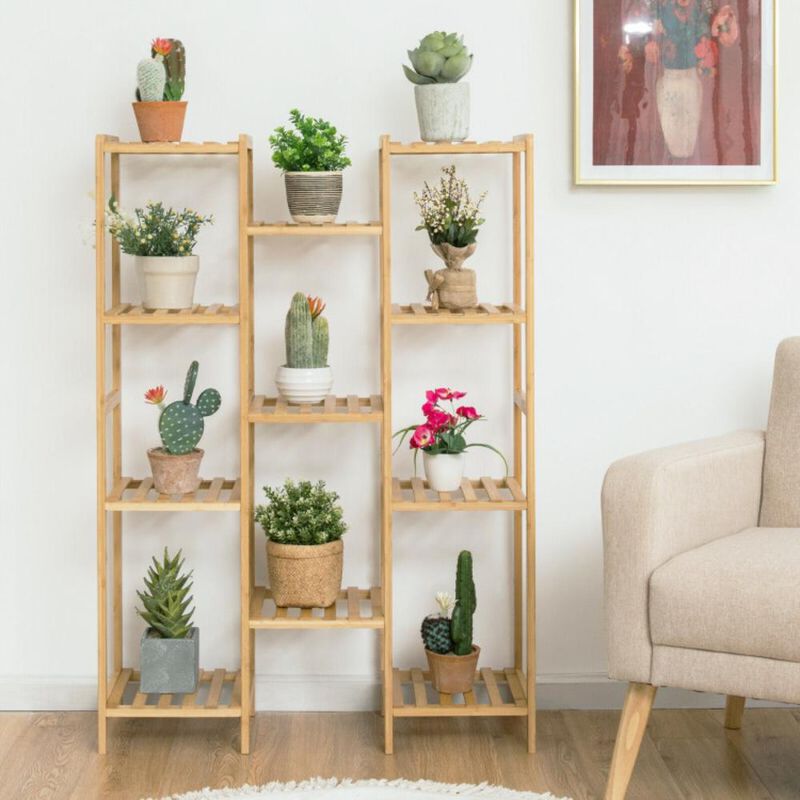 Hivvago Bamboo Plant Stand for Living Room Balcony Garden