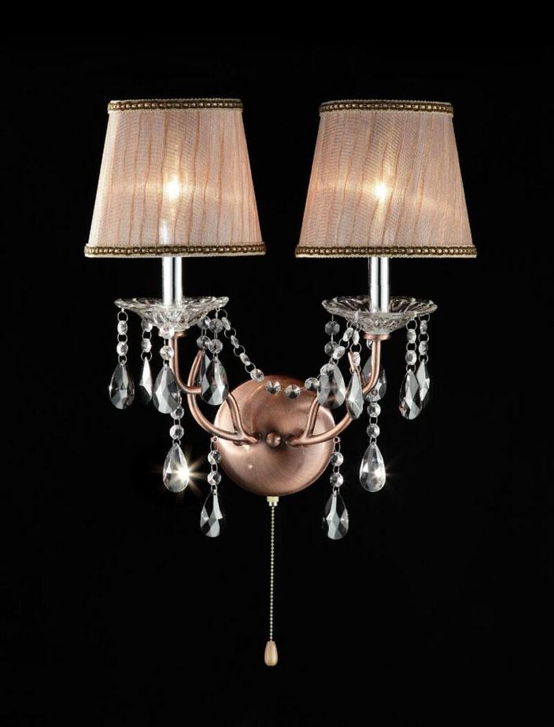 Hivvago Silver and Pink Faux Crystal Dual Light Hanging Wall Sconce