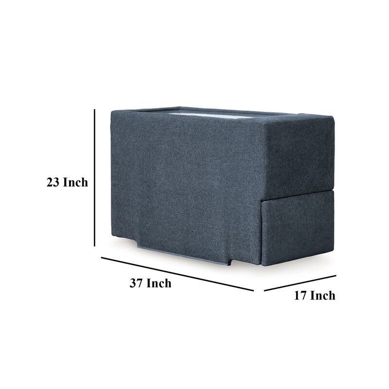 Meso Modular Console, Built In Storage, Ink Blue Nuvella, 37 Inch - Benjara image number 5