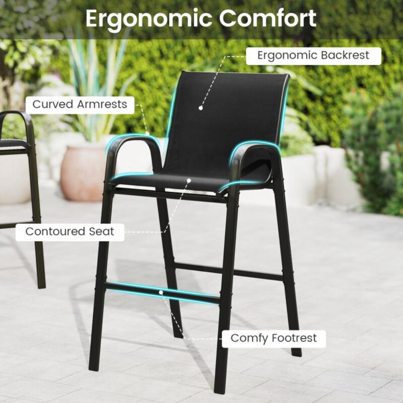 Hivvago 3 Piece Outdoor Bar Set with Footrest and 2-Tier Shelf