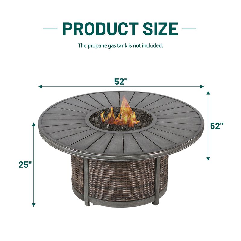 Mondawe 25 H x 52 W Outdoor Wicker Propane Fire Pit Table
