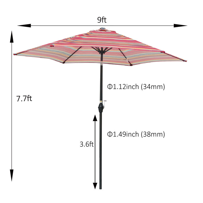 Streamdale 9FT Umbrella Red Stripes