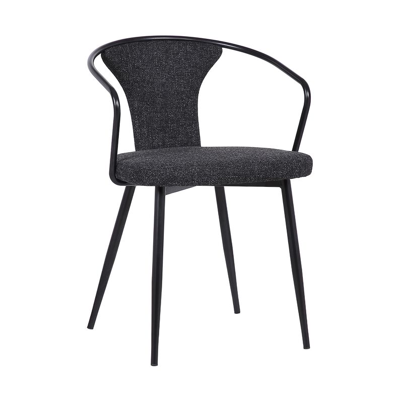 Contemporary Dining Chair in Black Powder Coated Finish and Black Fabric image number 0