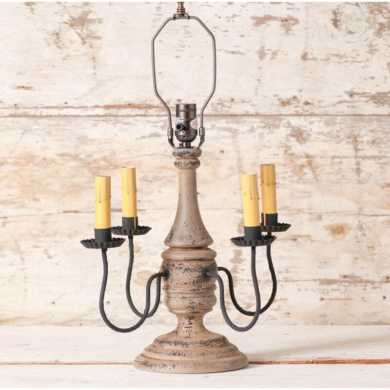 Irvins Country Tinware Jamestown Wood Table Lamp Base In Hartford Buttermilk image number 1