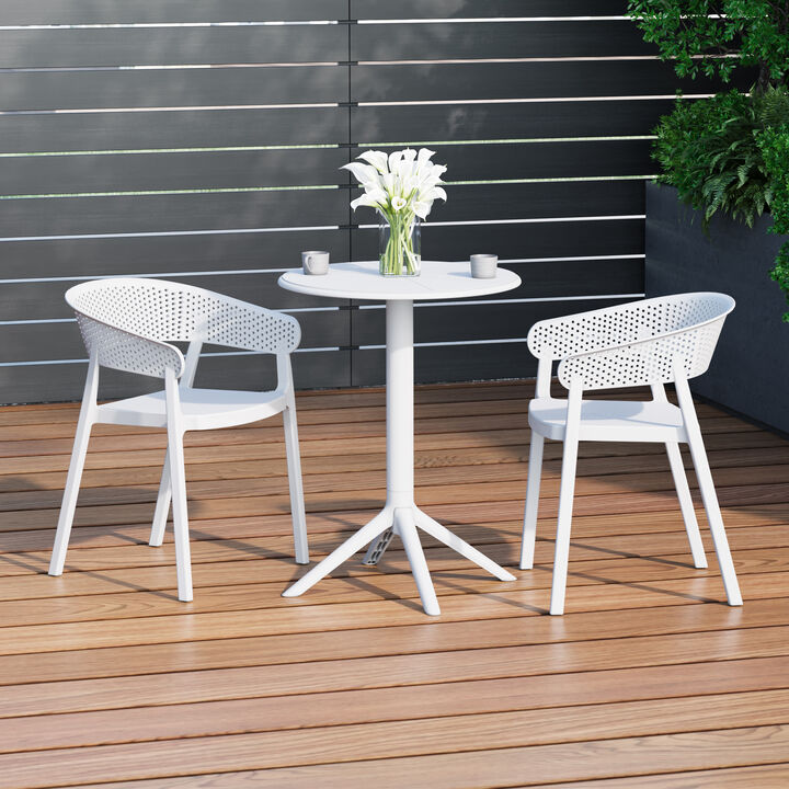 WestinTrends 3-Piece Outdoor Resin Patio Bistro Table Set with Stackable Patio Dining Side Chairs