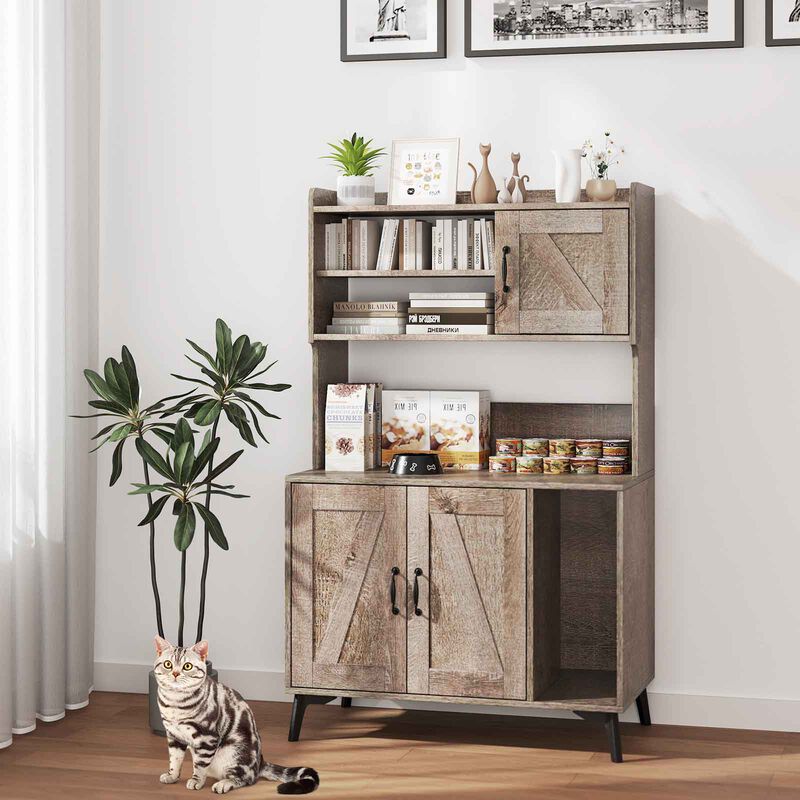 2-in-1 Cat Litter Enclosure with Storage Shelves &ndash; Hidden Cabinet for Large Litter Boxes image number 2