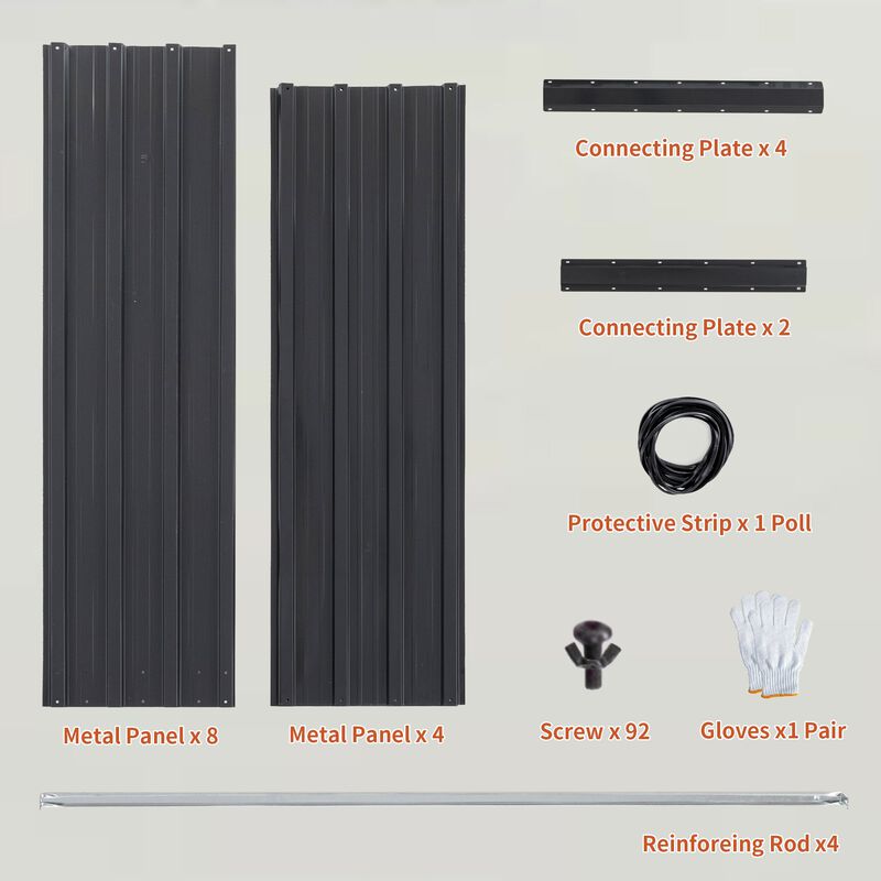 Mondawe 8x4x2 FT Metal Raised Garden Bed Kit