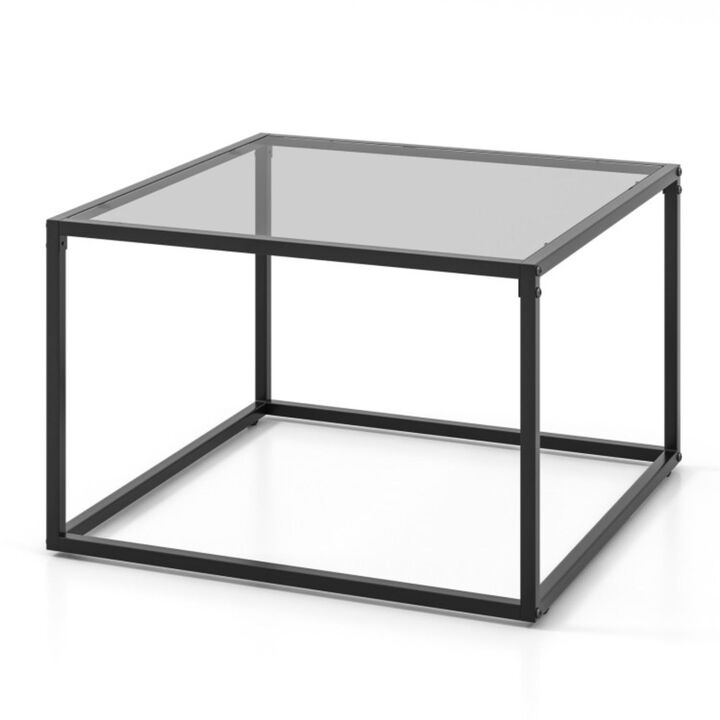 Hivvago 27.5 Inch Home Square Tea Table with Heavy-duty Metal Frame