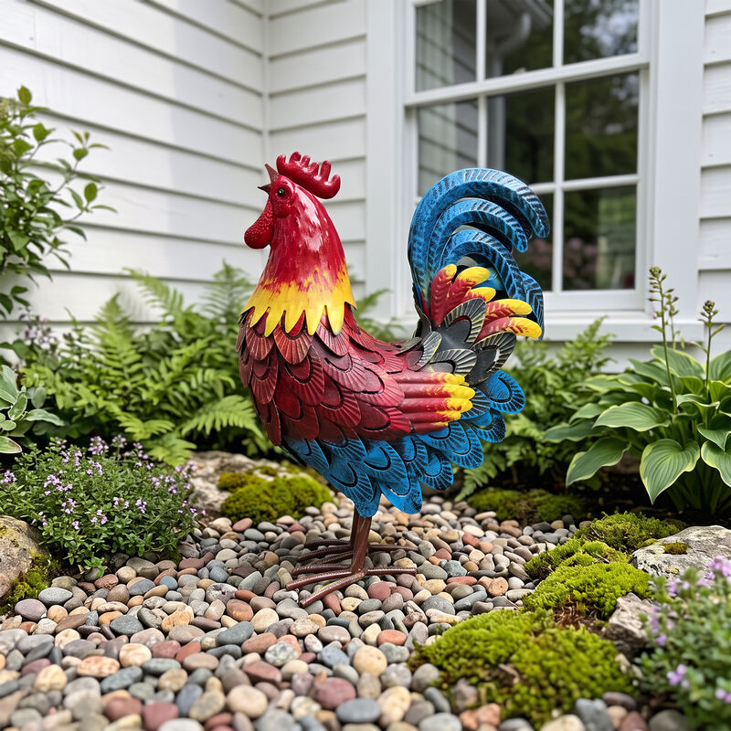 Rutgat Wrought-iron rooster garden statue image number 2