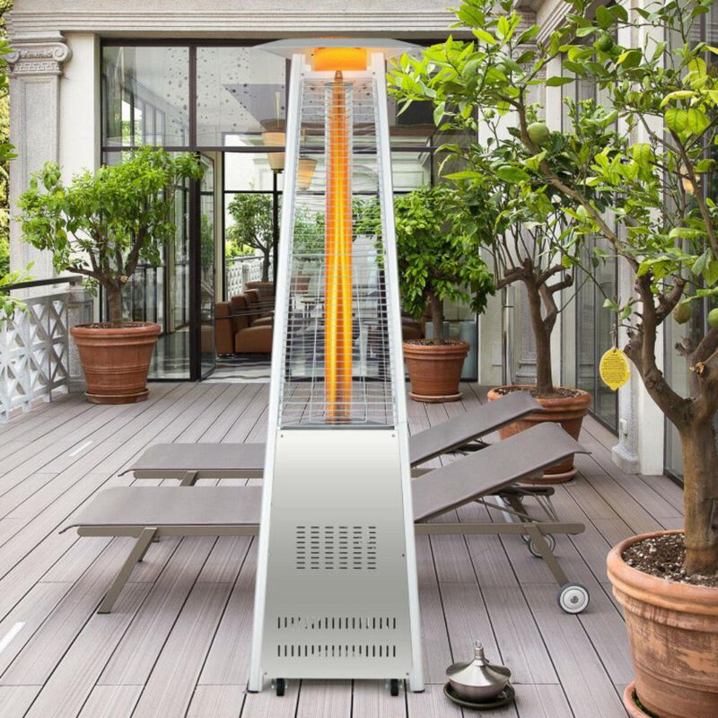 Hivvago 42,000 BTU Stainless Steel Pyramid Patio Heater With Wheels