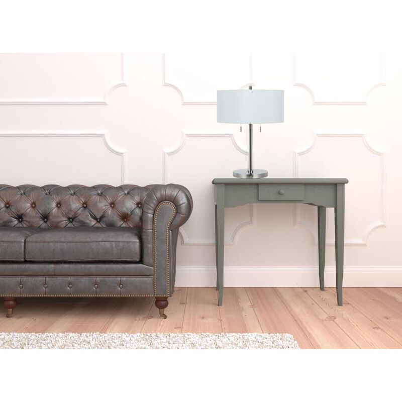 Hivvago 24" Nickel Metal Two Light Table Lamp With White Empire Shade