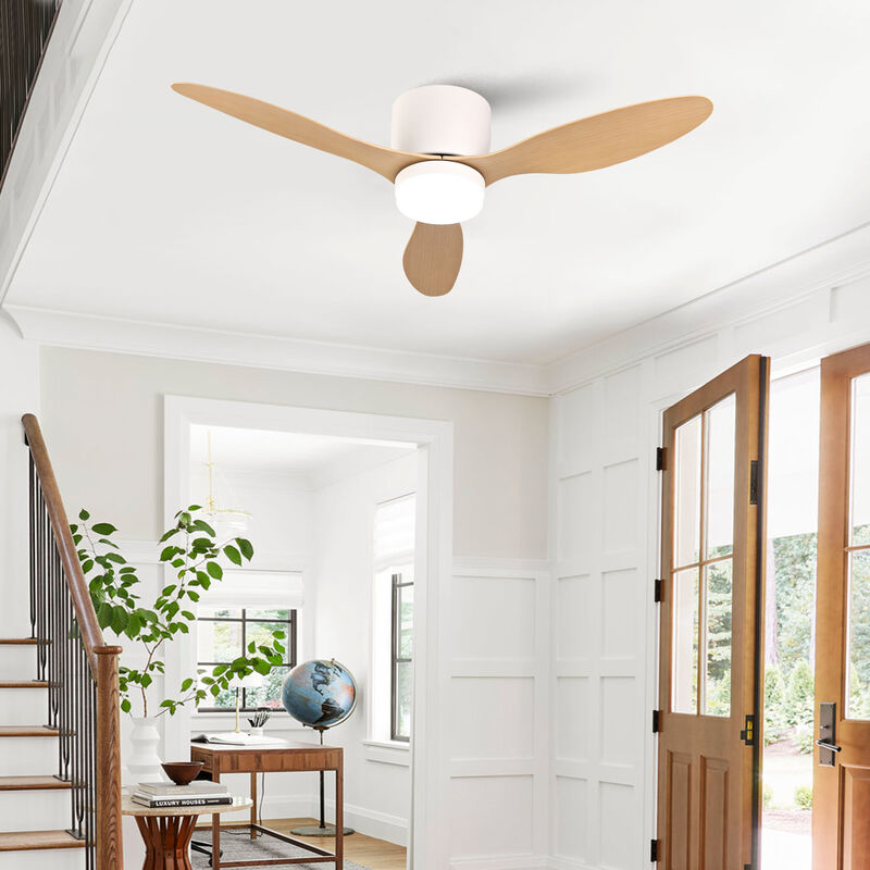 ELEMENT ACE 42-Inch Ultra-Slim Flush-Mount Ceiling Fan with Light, 6-Speed Adjustable Reversible Quiet DC Motor, Remote Control for Indoor and Outdoor Use in Bedrooms, Patios, Living Areas image number 8