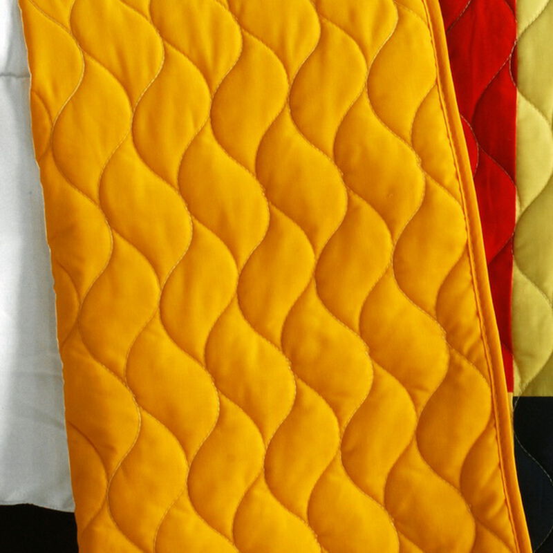 Queen Patchwork Quilt Set with Hand-Stitched Pattern and Reversible Style-Yellow image number 3