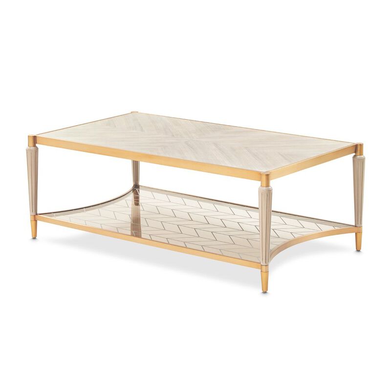 Michael Amini St. Charles Rectangular Cocktail Table - Dove Gray