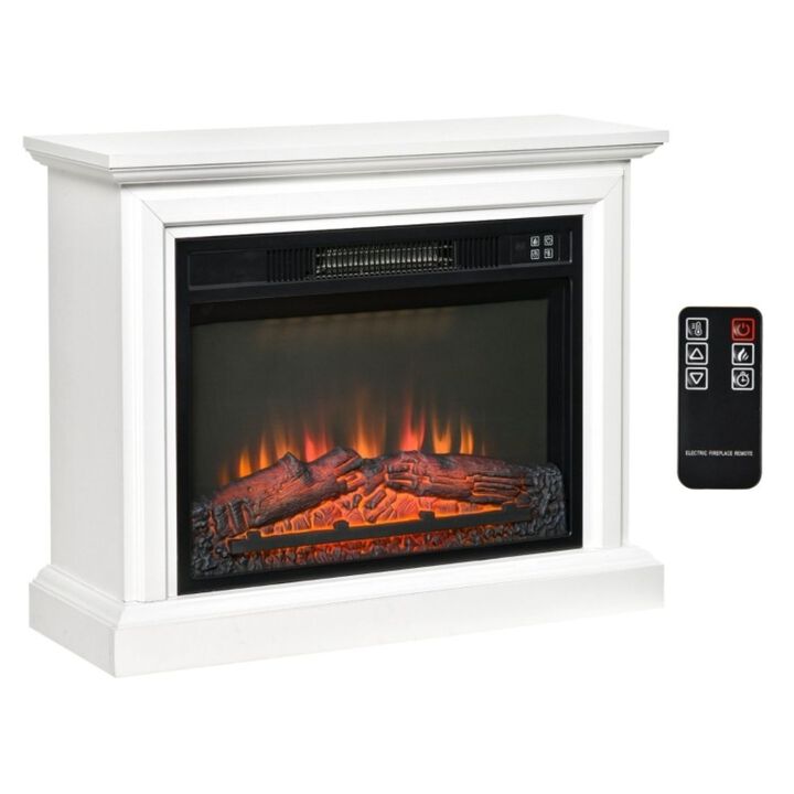 Hivvago 31 inch White Electric Fireplace Heater Dimmable Flame Effect and Mantel w/ Remote Control
