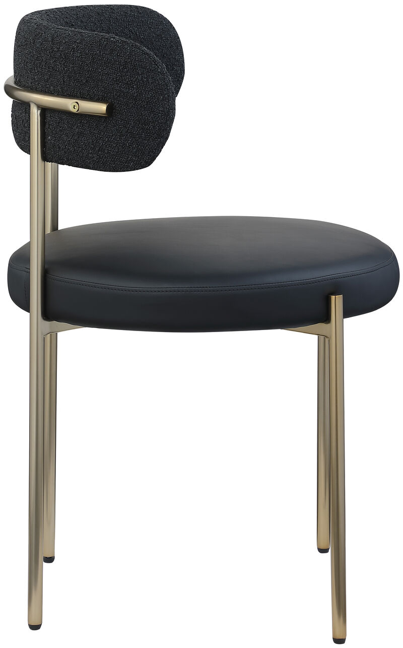Meridian Furniture Beacon Black Vegan Leather and Boucle Fabric Dining Chair, Set of 2