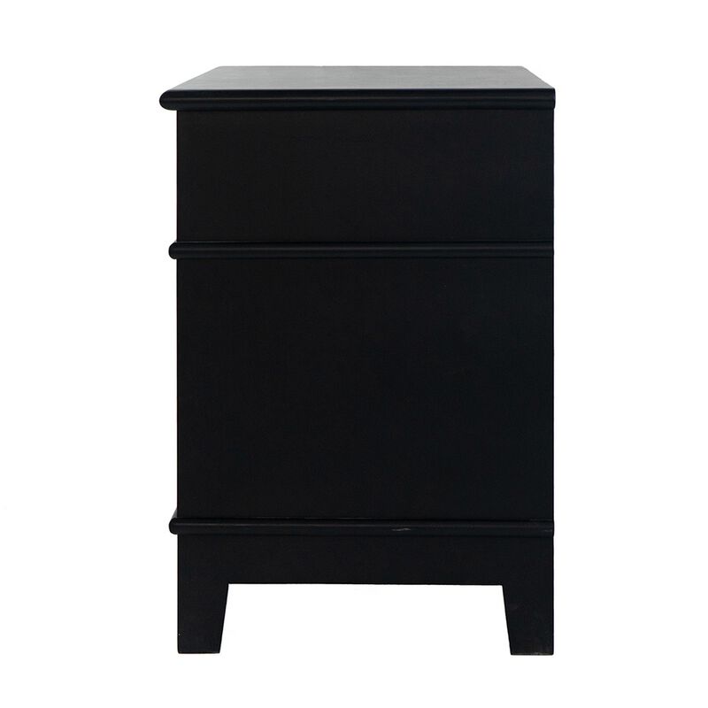 Dana 27 Inch Bedside Table, 2 Rattan Drawers, Pine Wood, Black, Brown - Benzara
