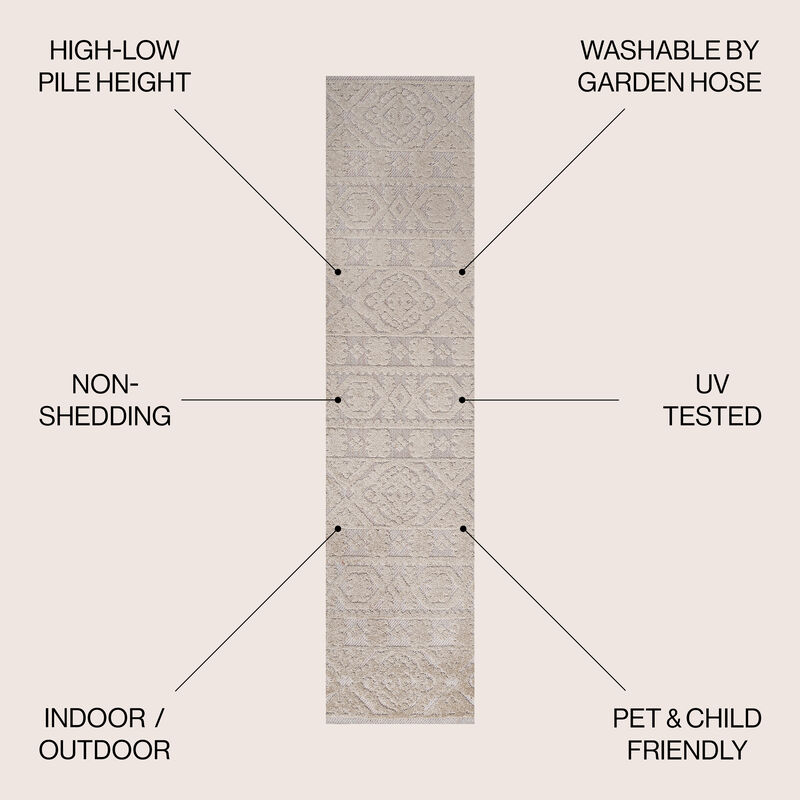 Citta High-Low Pile Mediterranean Tile Area Rug