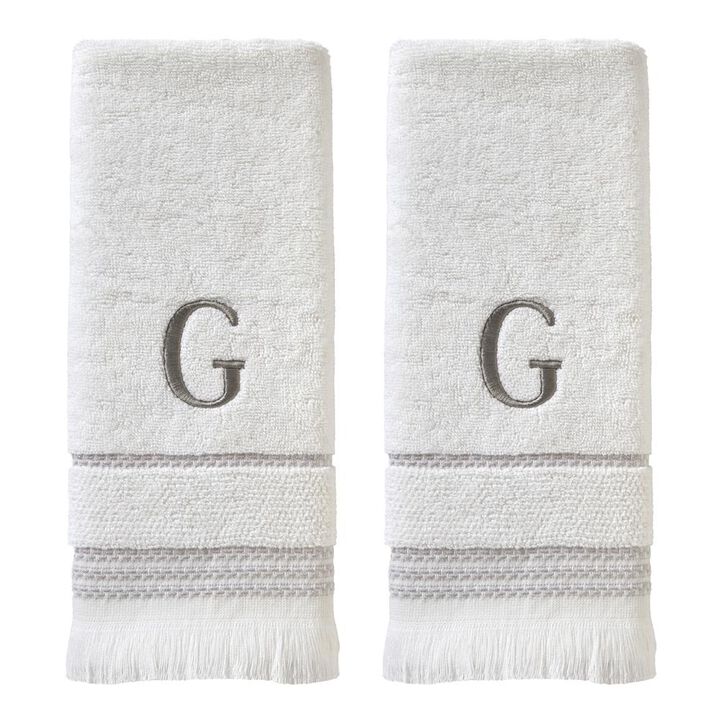 SKL Home By Saturday Knight Ltd Casual Monogram Hand Towel Set G - 2-Count - 16X26", White
