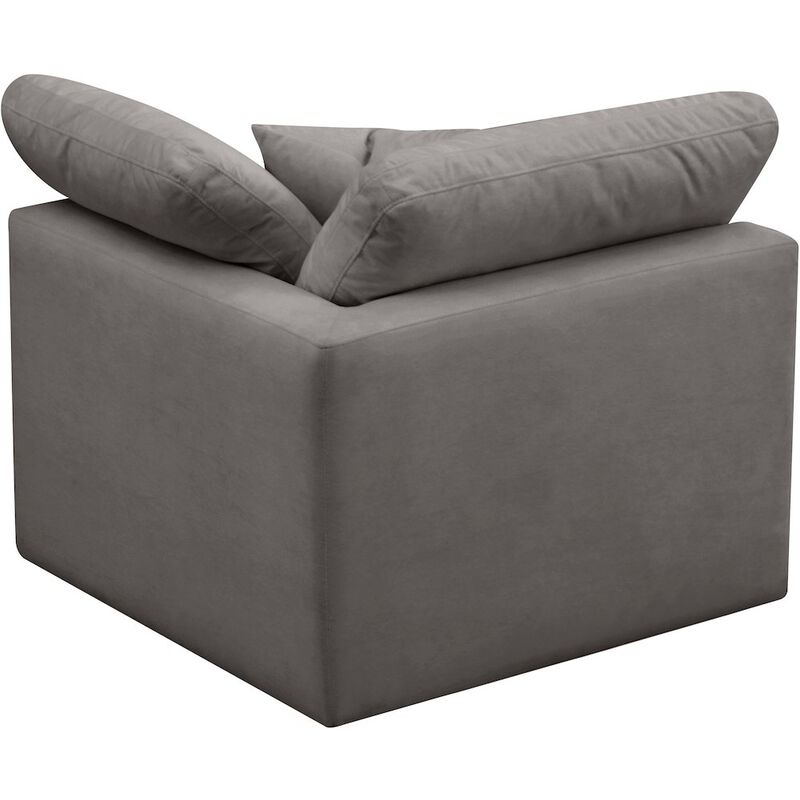 Meridian Furniture Plush Grey Velvet Standard Comfort Modular Corner Chair