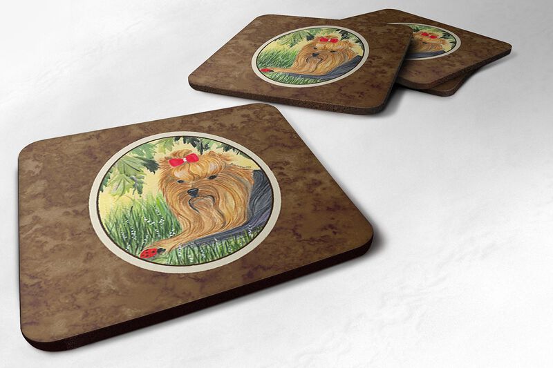 Caroline's Treasures SS8258FC Yorkie Foam Coasters (Set of 4), 3.5 H x 3.5 W, Multicolor